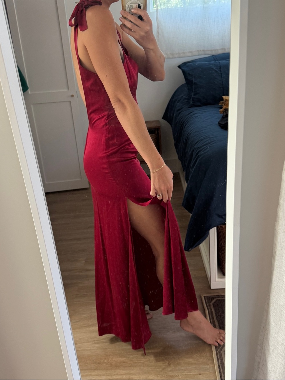 Reformation Deep Red Satin Slip Dress - Picture 2 of 6